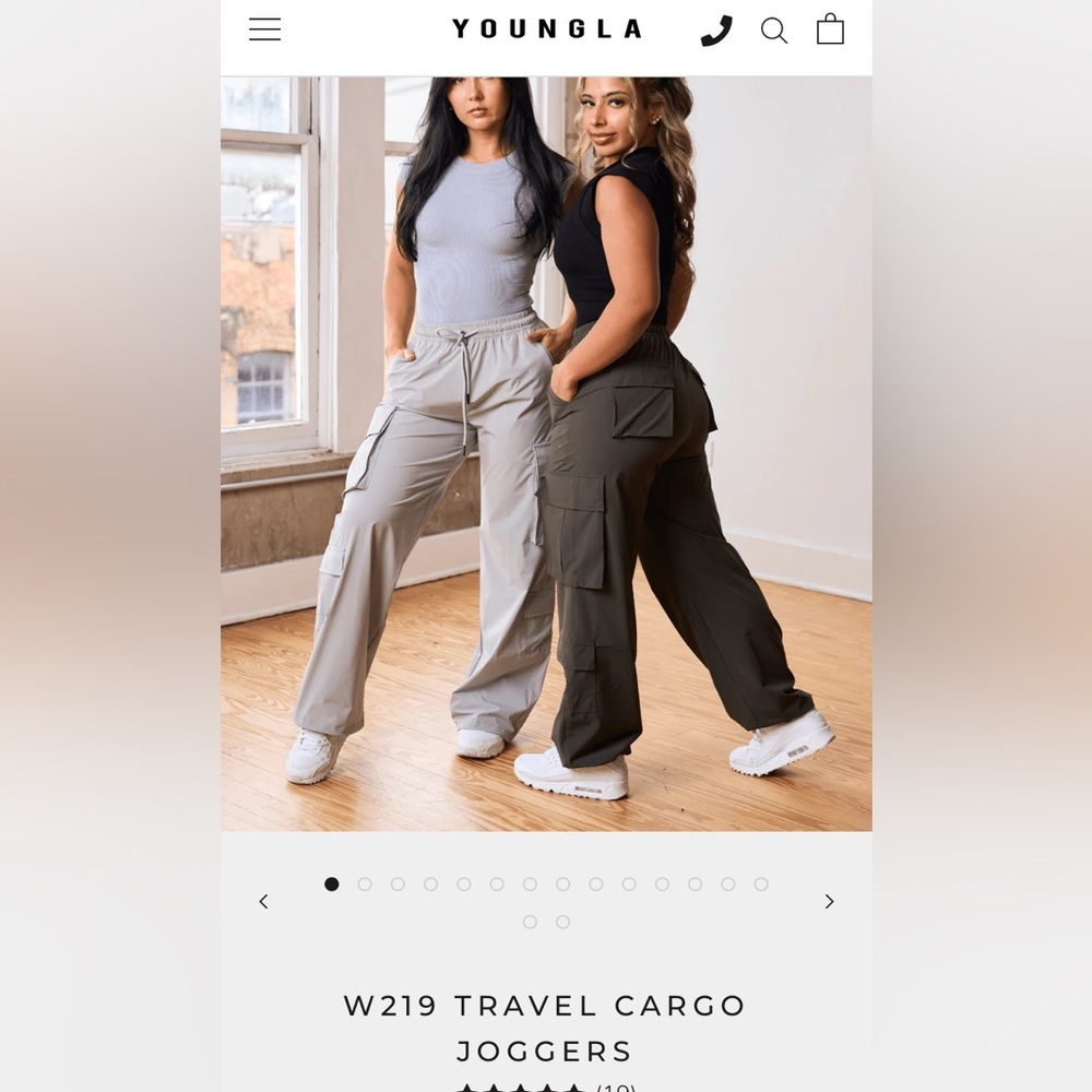 YoungLa women’s travel cargo joggers size medium